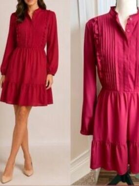 Ruffle collar red dress